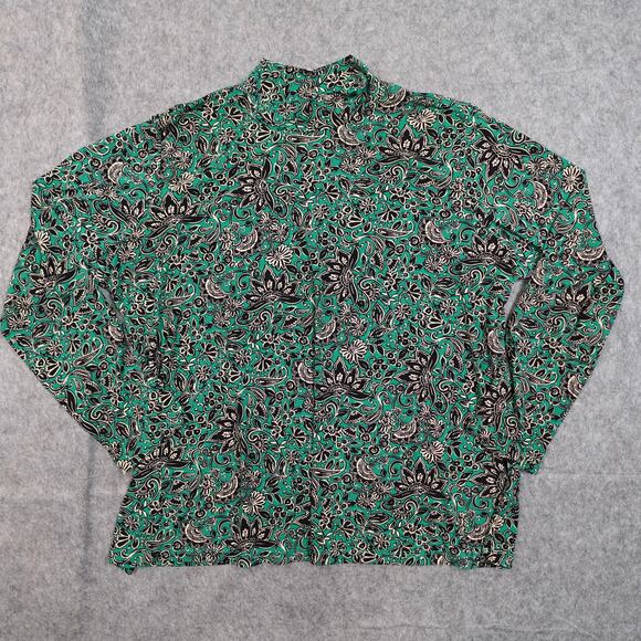 Susan Graver Top Womens 2X Liquid Knit Tunic Mock Neck Long Sleeve Artsy Paisley - Picture 1 of 9